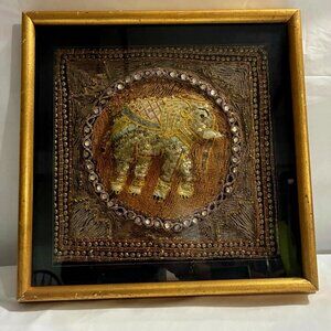 Share Vintage Burmese Elephant Kalaga Beaded/Embroider Tapestry in Custom 3d Box